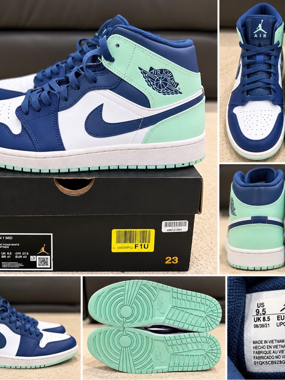 Jordan Air Jordan 1 Mid Navy Mint Green White